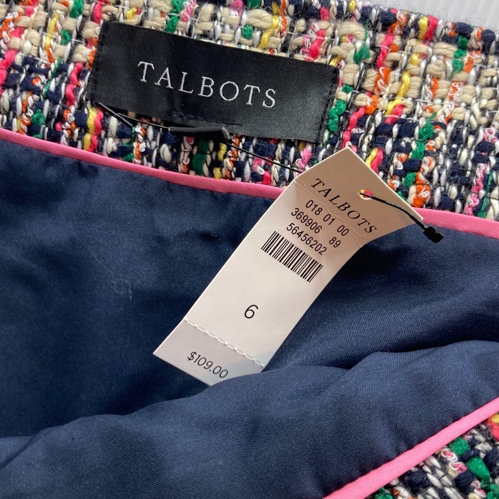 Talbots Multicolored Bouclé Tweed Pencil Skirt - Career/Classic Chic NWT S258 - Picture 6 of 8